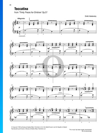 Thirty Pieces for Children, Op. 27: Toccatina Musik-Noten
