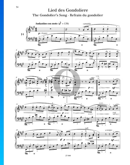 Lied des Gondoliere, Op. 109 Nr. 14