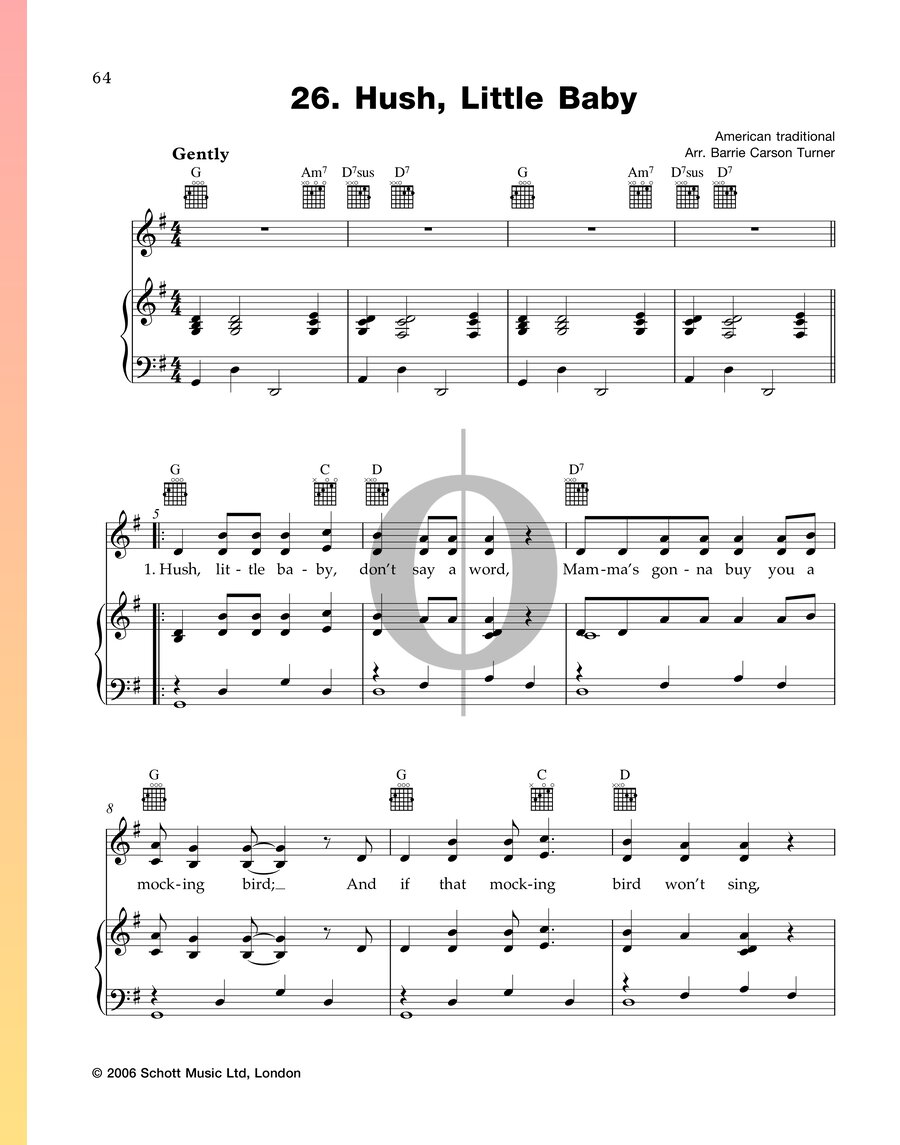Hush, Little Baby bladmuziek (Piano, Stem, Gitaar) - OKTAV