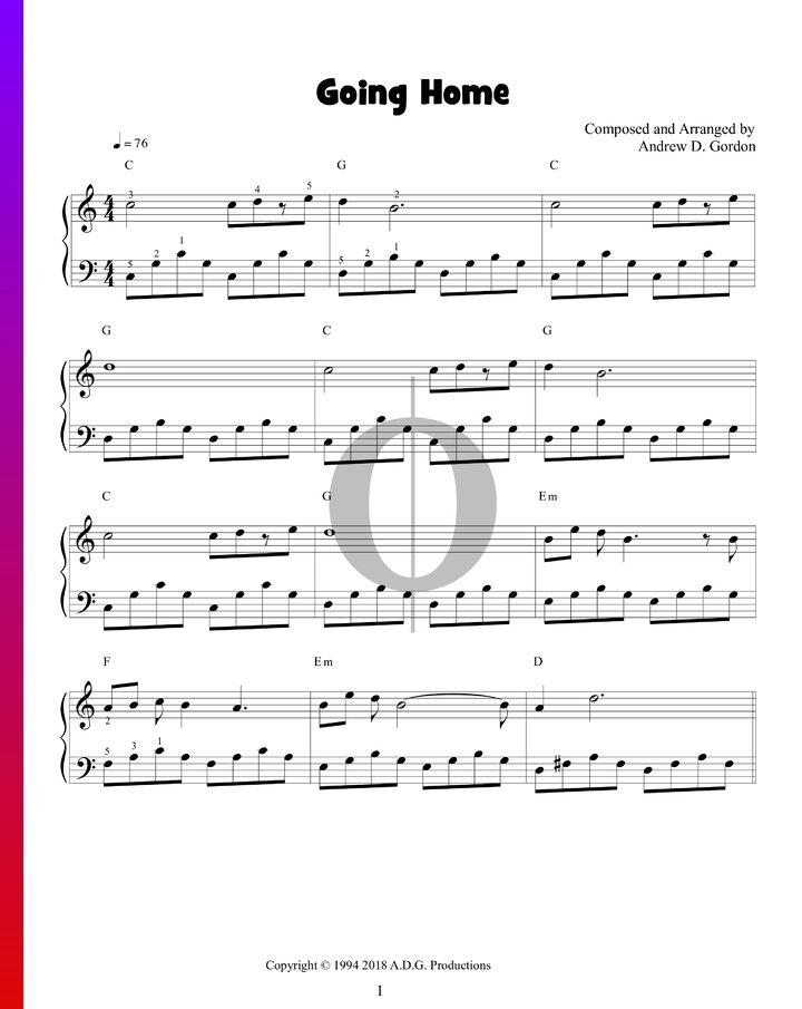 Going Home (Andrew D. Gordon) Piano Sheet Music OKTAV