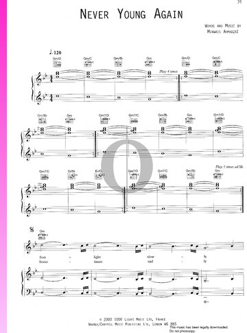 Never Young Again Sheet Music