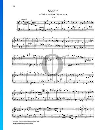 Partition Sonate en La mineur, K. 3