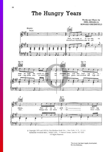 The Hungry Years Sheet Music