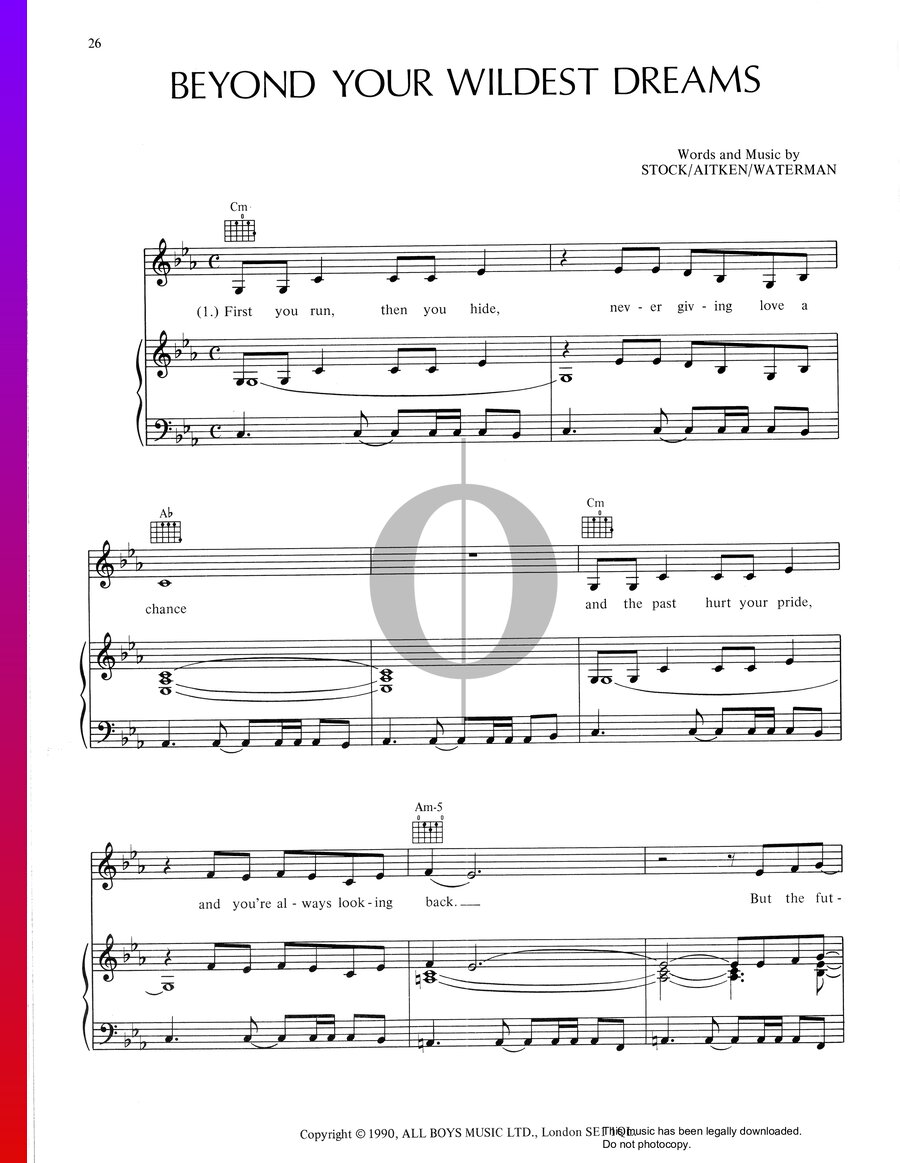 Beyond Your Wildest Dreams (Sybil) Piano Sheet Music OKTAV(04)