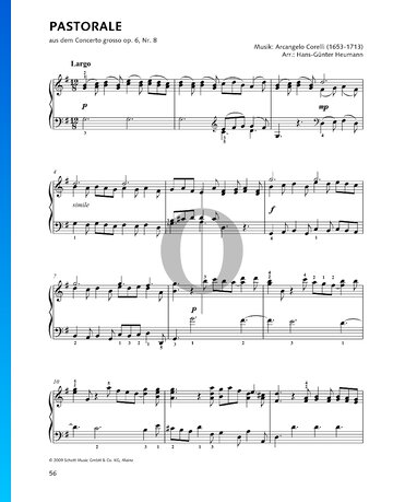 Christmas Concerto in G Minor, Op. 6 No. 8: 6. Largo Musik-Noten