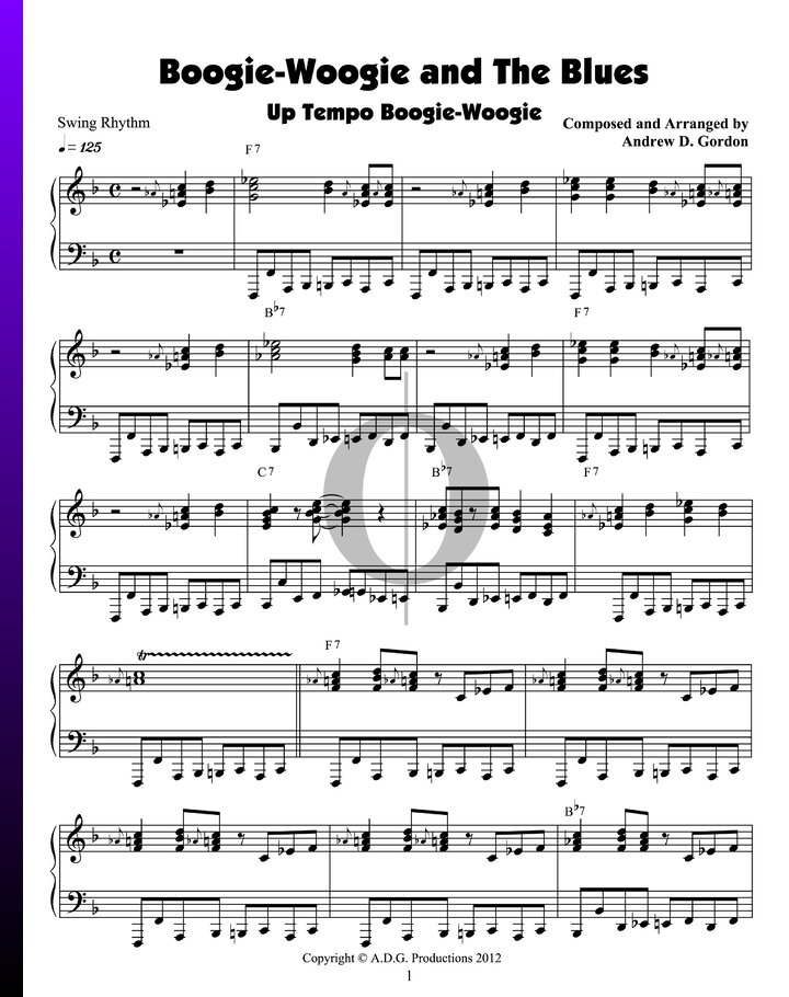 Boogie-Woogie and The Blues (Andrew D. Gordon) Piano Sheet Music - OKTAV