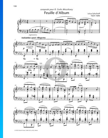 Feuille d’Album Sheet Music
