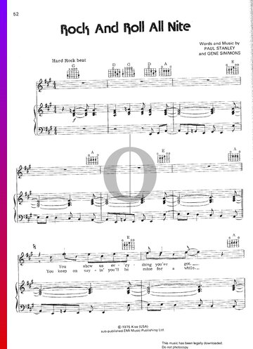 Rock And Roll All Nite Sheet Music