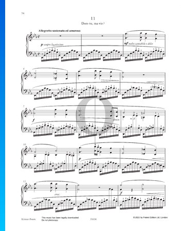 Etude in E-flat Major: Dors-tu, ma vie? Sheet Music