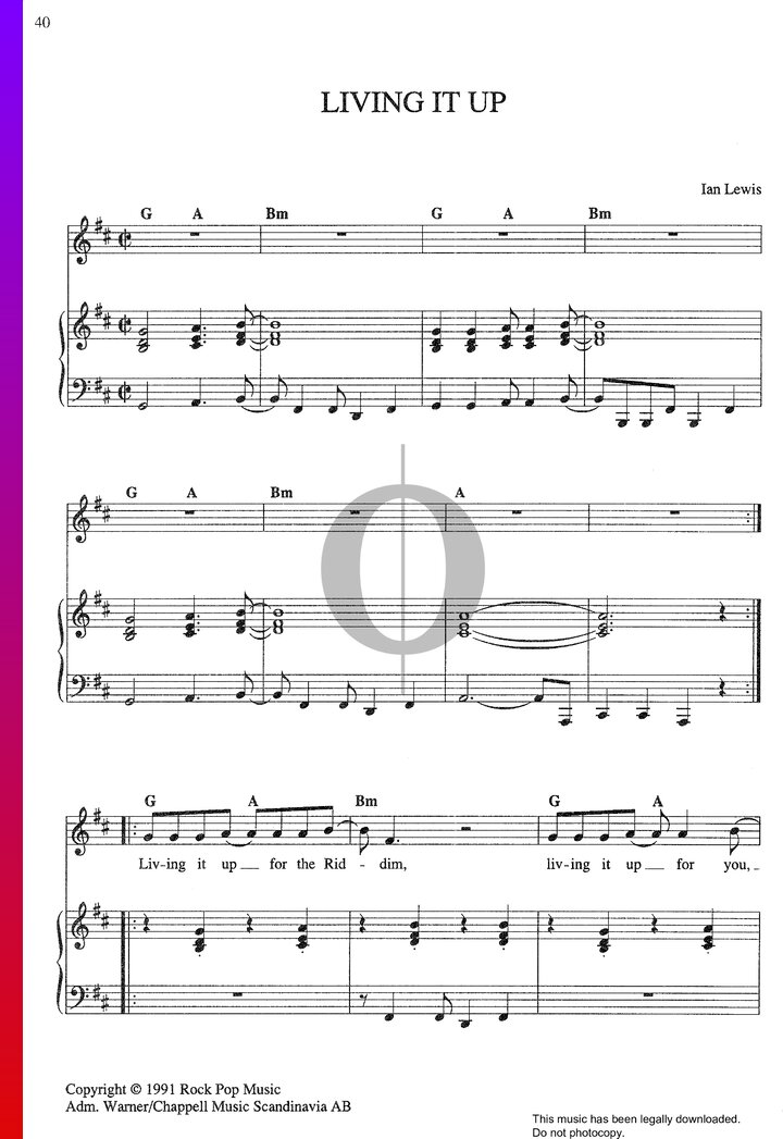 Living It Up (Inner Circle) Piano Sheet Music OKTAV