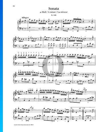Partition Sonate en La mineur, K. 149