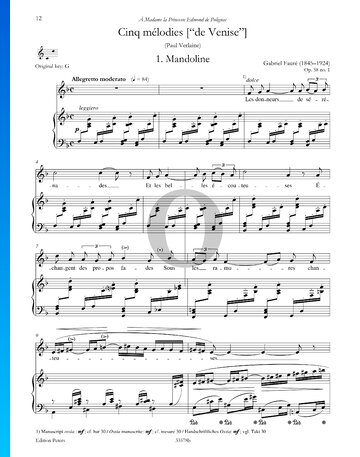 Mélodies de Venise, Op. 58: No. 1 Mandoline Partitura