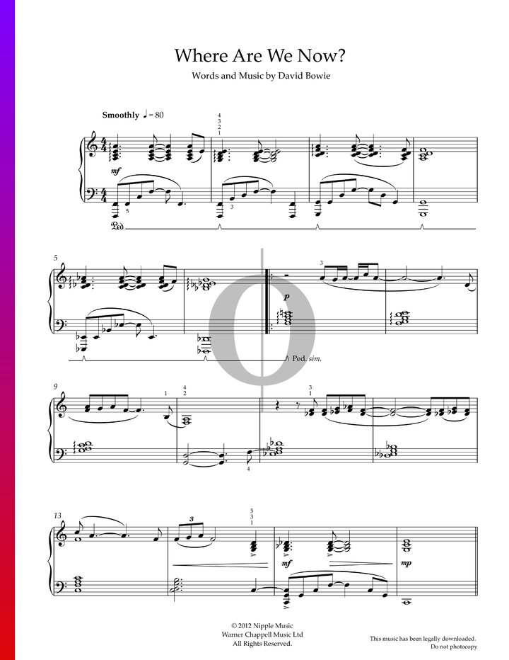 Where Are We Now? (David Bowie) Piano Sheet Music - OKTAV