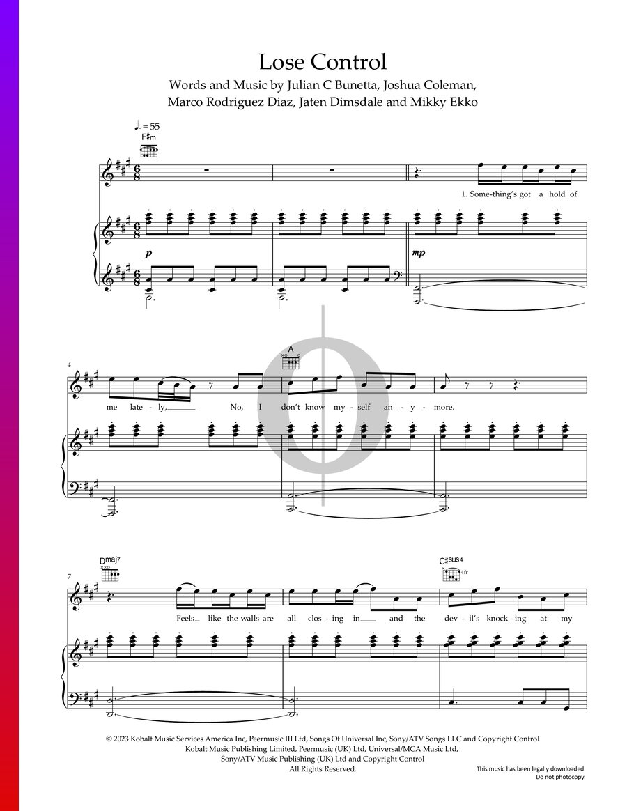 Lose Control (Teddy Swims) Piano Sheet Music - OKTAV