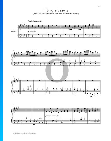 Shepherd's Song (After "Schafe können sicher weiden", BWV 208, No. 9) Partitura