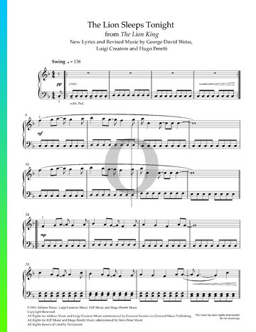 The Lion Sleeps Tonight Sheet Music