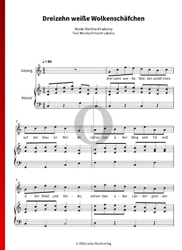 Dreizehn weiße Wolkenschäfchen Sheet Music