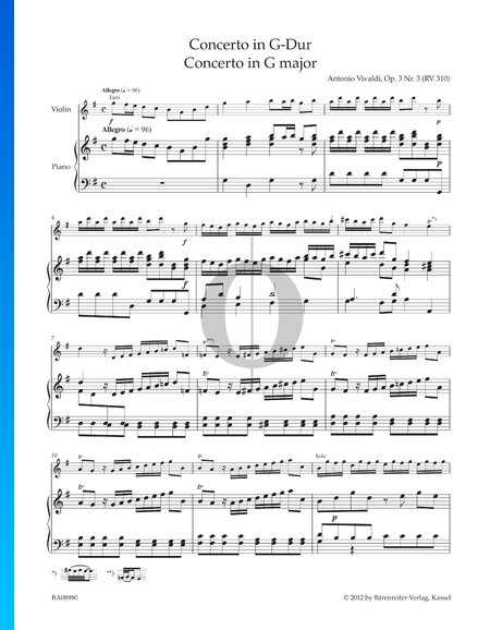 Concerto in G-Dur, Op. 3 Nr. 3 (RV310): 1. Allegro