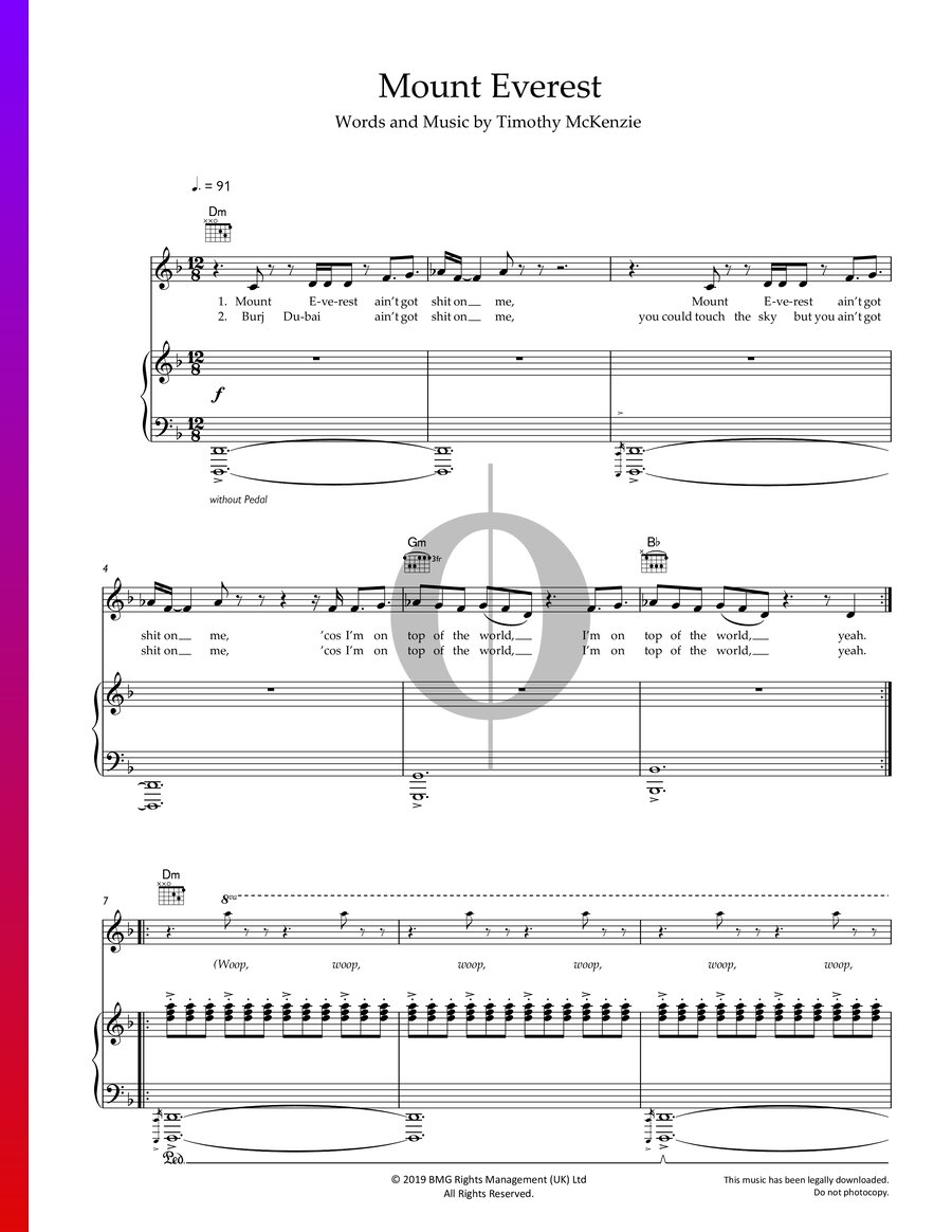 Mount Everest Sheet Music (Piano, Voice, Guitar) - OKTAV