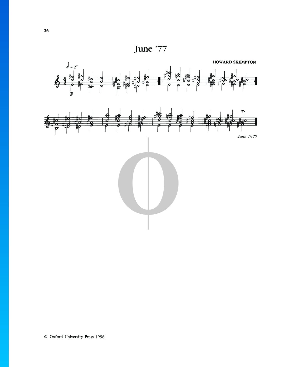 June '77 (Howard Skempton) Piano Sheet Music - OKTAV