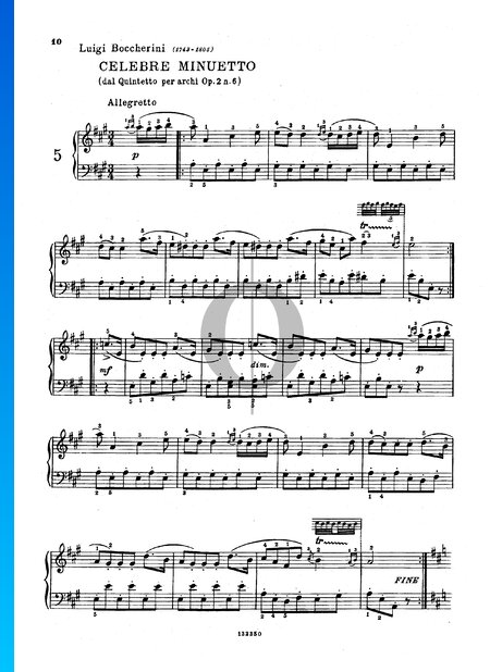 Quinteto de cuerda en mi mayor, Op. 13 n.º 5: 3. Minueto