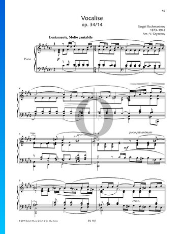 Partition Vocalise, op. 34 n° 14