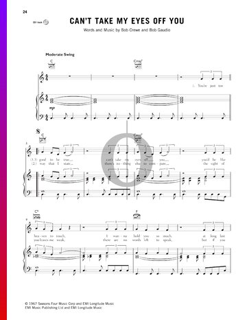 Can't Take My Eyes Off You Sheet Music