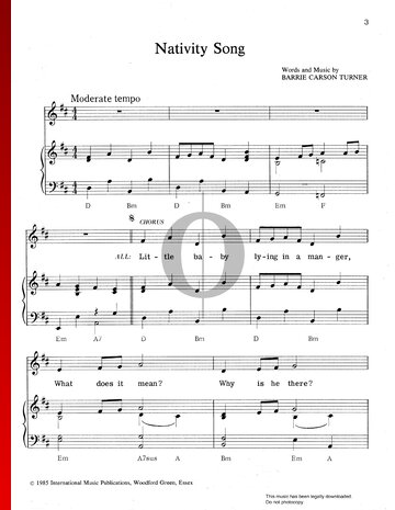 Nativity Song Musik-Noten
