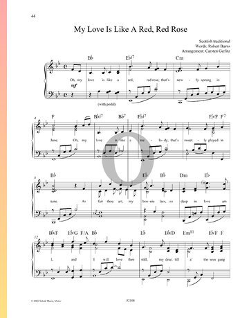 My Love Is Like A Red, Red Rose Sheet Music