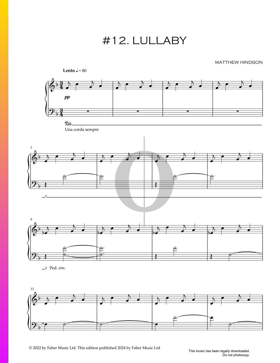 Lullaby (Matthew Hindson) Piano Sheet Music - OKTAV