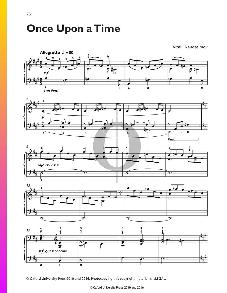 Once Upon a Time (Vitalij Neugasimov) Piano Sheet Music - OKTAV