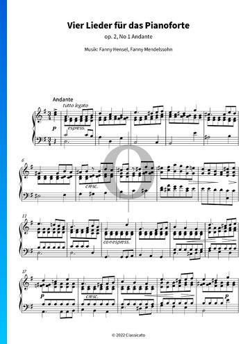 Vier Lieder für das Pianoforte, Op. 2 Nr. 1 Andante Musik-Noten