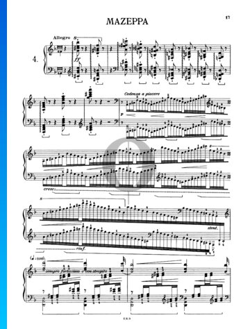 Transzendentale Etüde, Nr. 4 S. 139 (Mazeppa) Musik-Noten