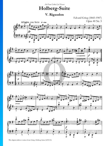 Holberg Suite, Op. 40: Rigaudon Musik-Noten