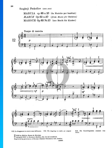 March, Op. 65 No. 10 Partitura