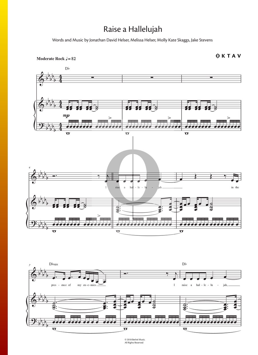 Raise A Hallelujah (Jonathan David & Melissa Helser) Piano Sheet Music