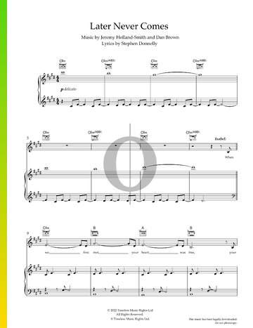 Later Never Comes Sheet Music