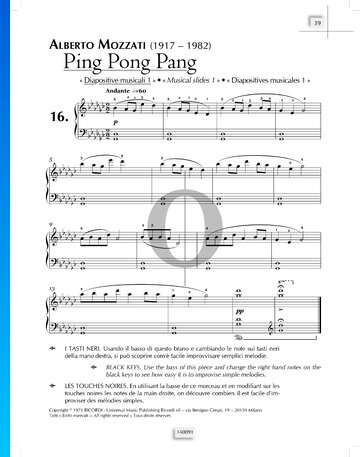 Musical slides, No. 1: Ping Pong Pang Musik-Noten