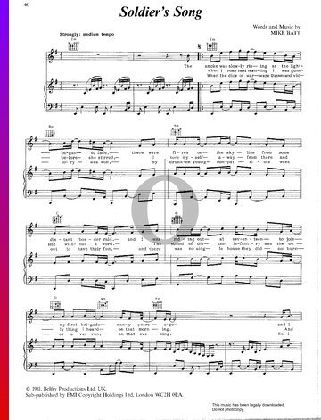 Soldier's Song Partitura