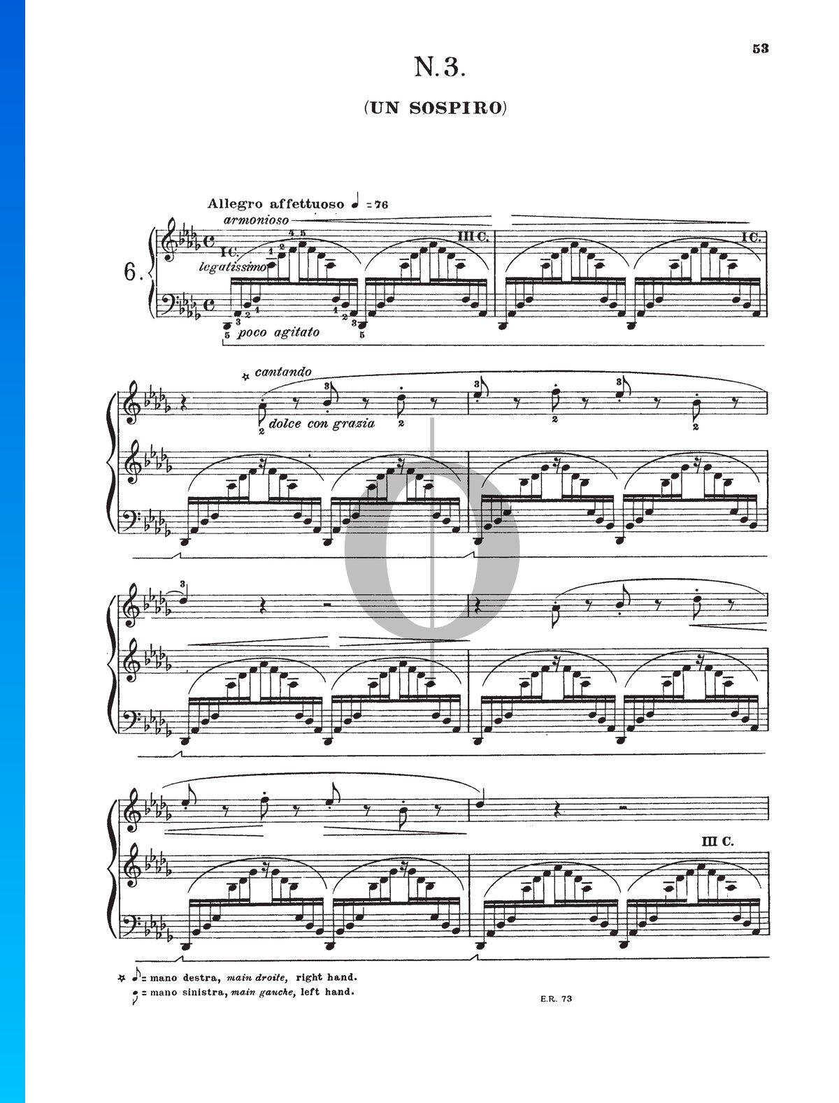 Ciego Nube El sendero Three Concert Études, S. 144 No. 3 (Un Sospiro) Partitura » Franz Liszt ( Piano Solo) | Descarga PDF - OKTAV