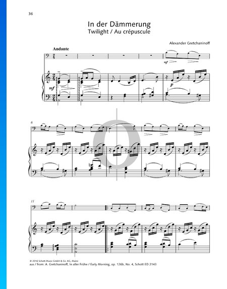 In aller Frühe, Op. 126b: Nr. 4 In der Dämmerung