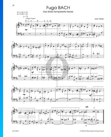 Fuga BACH (Johann Sebastian Bach, Jean Kleeb) Piano Sheet Music - OKTAV