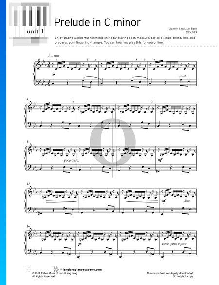 Prélude en Do mineur, BWV 999