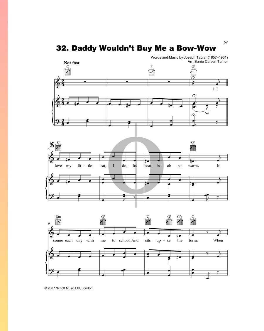 Daddy Wouldn’t Buy Me a Bow-Wow (Joseph Tabrar) Piano Sheet Music - OKTAV