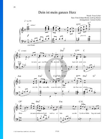 Dein ist mein ganzes Herz Sheet Music