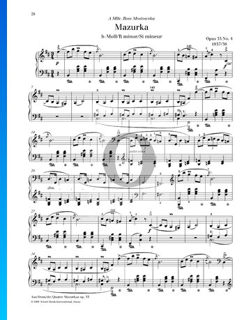 Mazurka in h-Moll, Op. 33 Nr. 4 Musik-Noten