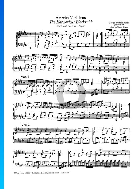 Suite n° 5 en Mi majeur, HWV 430 : Air et variations (L'harmonieux forgeron)