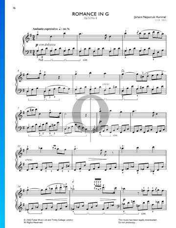 Romance in G Major, Op. 52 No. 4 Sheet Music