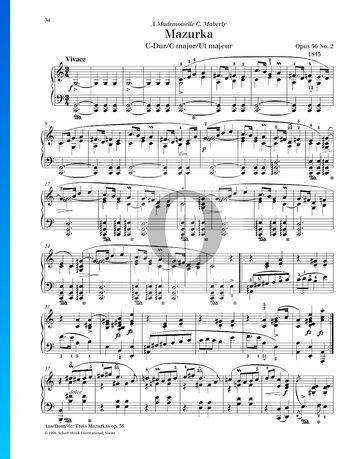 Partition Mazurka en Do majeur, op. 56 n° 2
