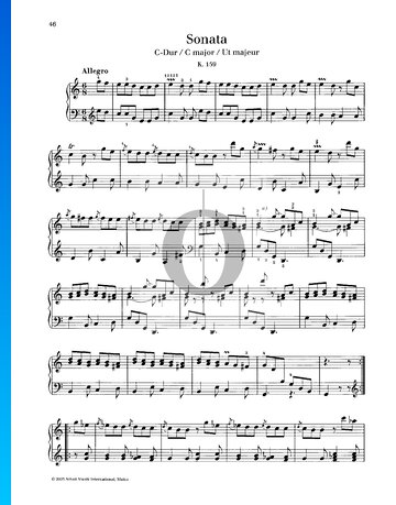 Partition Sonate en Do majeur, K. 159